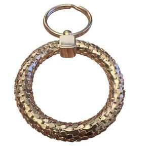 Mesh Ring Keychain Unisex OS Gold Excellent Textured Woven‎ Key Ring